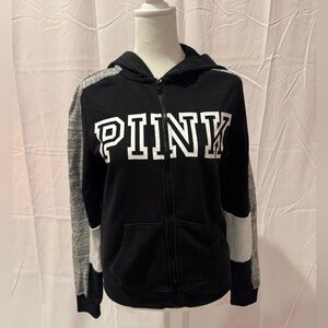 Small PINK zip up Sweatshirt - Black / Gray